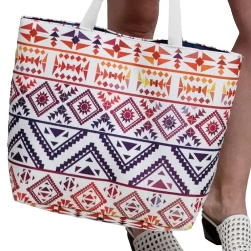 Vibrant ETHNIC PRINT TOTE BAG WITH SHOULDER STRAPS 20X15X5