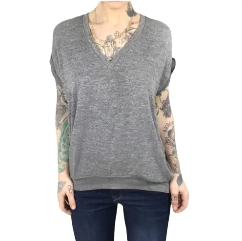 Wilfred Free Trentini Gray Black Space Dye Relaxed Fit Top $54 EUC XS