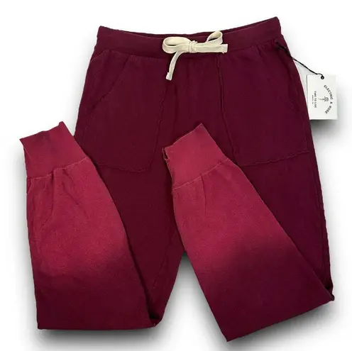 NEW Electric & Rose Feliz Cotton French Terry Jogger Relaxed Fit Maroon Small