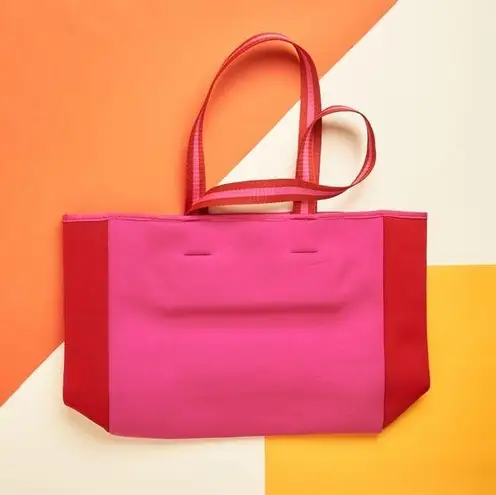 Summersalt NEW x Fabfitfun The Perfect Beach Tote Bag Hibiscus & Lava Pink & Red