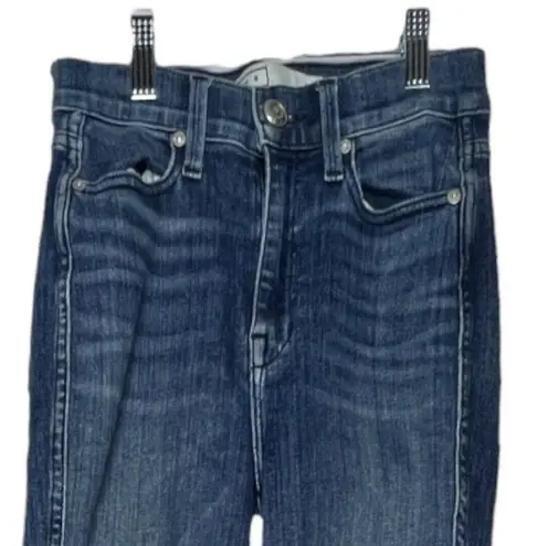 AYR Women’s The Riser Jeans Blue Neon Jupiter High Rise Skinny Medium Raw Hem 25