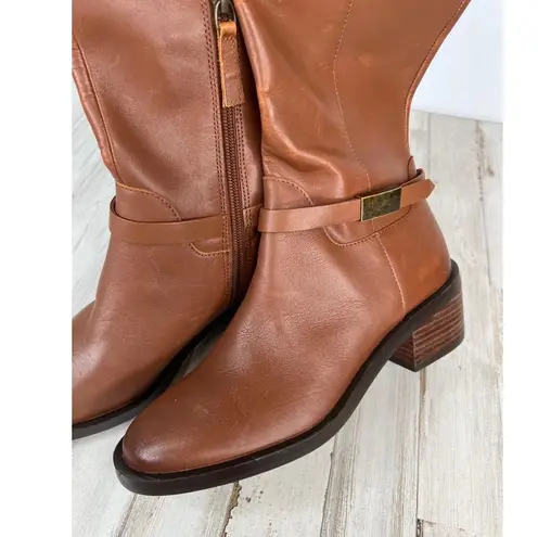 L. Paolo Boots Womens Size 6M Brown Riding Square Toe Block Heel Classic