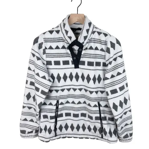 Telluride Clothing Company Aztec Print Quarter Zip Fleece Pullover Size Medium White