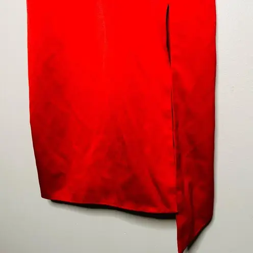 Elliatt Women's Red Satin V-Neckline Sleeveless Satin Midi Dress Size XS