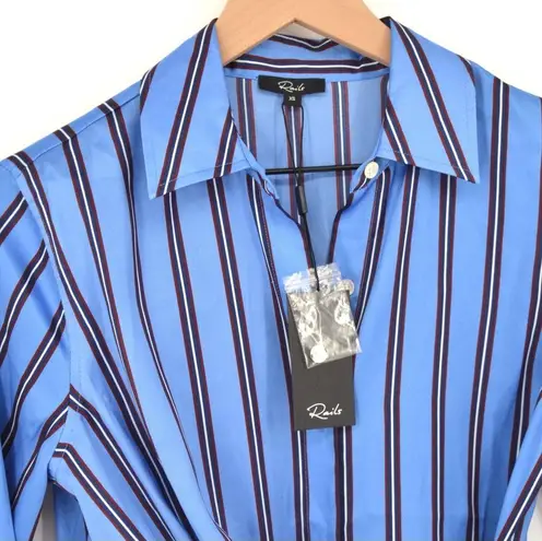 Rails NEW Lacey Button Down Wrap Dress Midi Long Sleeve Silky Stripe Blue XS - Image 8