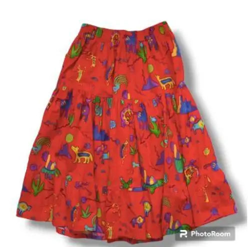 Vtg Aqua Teen Kokopelli Southwestern Peasant Skirt-Medium-Petroglyphs-Broomstick