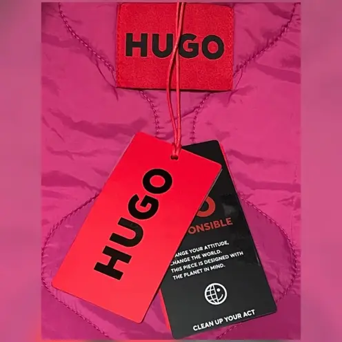 Hugo Boss Women’s Zip Up Oversized Fit Bomber Jacket Black Color Size M