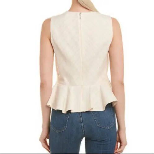 Rebecca Taylor Cream Textured Stripe Peplum Top- Size 2- NWT