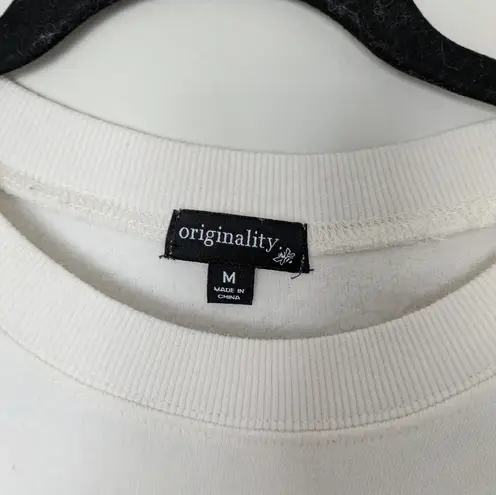 Dry Goods  Womens Off-White Graphic Crewneck Sweater Sz M