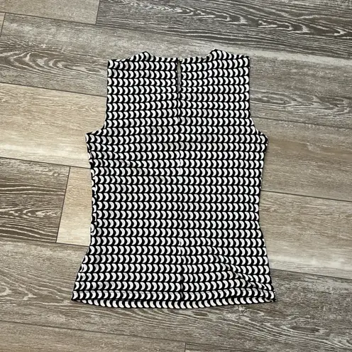 Andrew Marc Marc New York Sleeveless Blouse Top Sz S Black & White Print