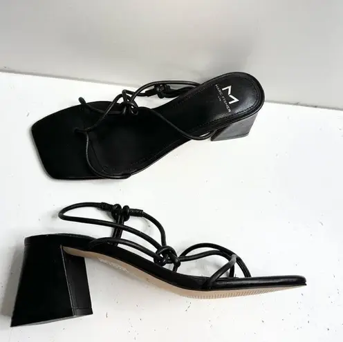 Marc Fisher  Sandals Womens Size 6.5 Black Leather Square Toe Block Heel