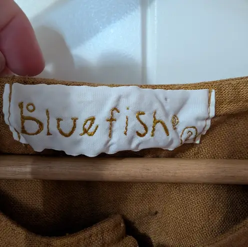 Vintage Bluefish Floral Hand Painted Linen Vest Women's 2 Tan/Brown Brown