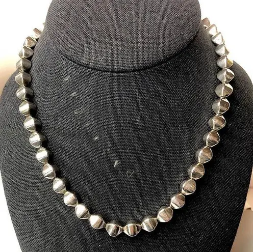 VINTAGE Sterling Silver Art Deco Beaded Modern Necklace