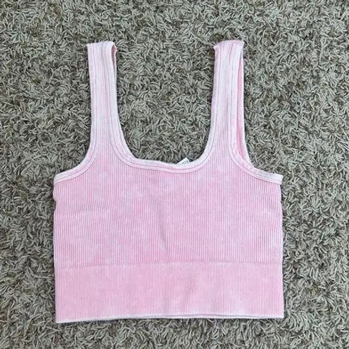 Zenana Outfitters Pink Ribbed Crop Top