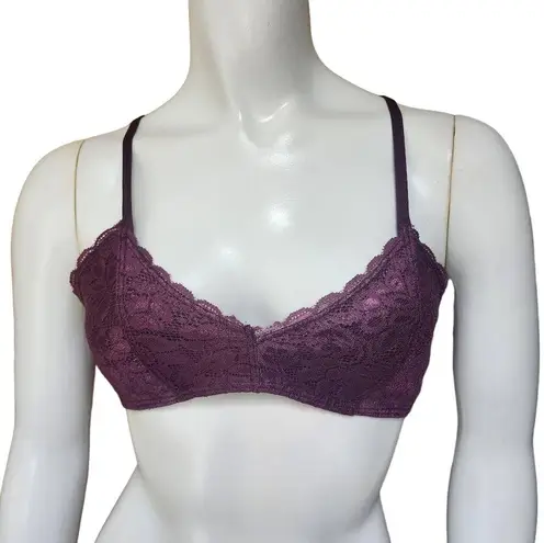 Society Girl  Plum Purple Strappy Back Lace Bralette (M)