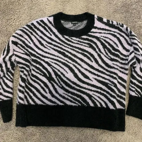 Torrid  Plus Size 1X Fuzzy Sweater Zebra Animal Print Striped - Image 1