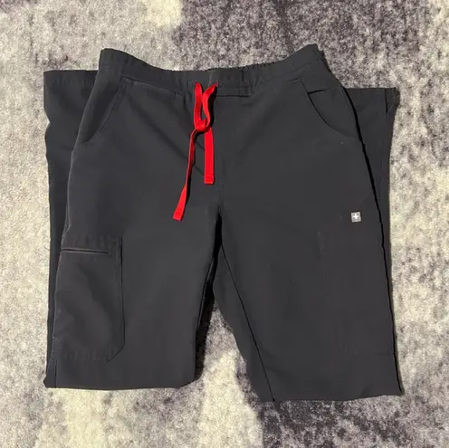 FIGS  Women’s Grey Scrub Pants with Red Drawstring - Image 1