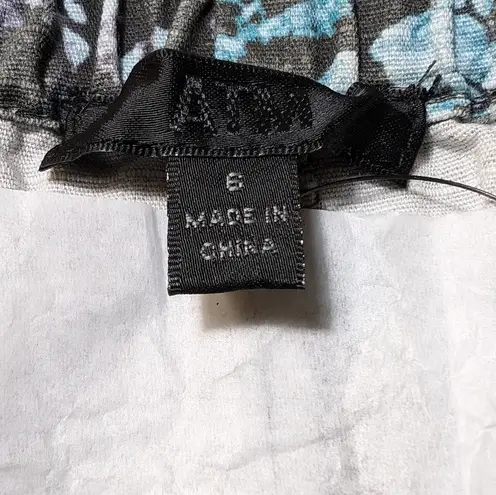 ATM Melillo Abstract Print Ripstop Cotton Skirt Grey Purple Turquoise Camo Sz 6 Blue