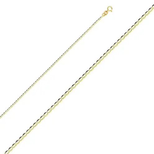 Tehrani Jewelry 14k Real Gold 1.4mm Flat Mariner Chain necklace | Italian Made chain | Italian Gold chain | Made in Italy | 14k Solid Gold Mariner |