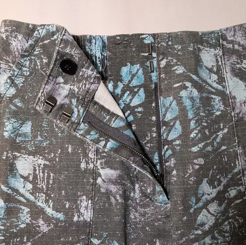 ATM Melillo Abstract Print Ripstop Cotton Skirt Grey Purple Turquoise Camo Sz 6 Blue