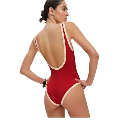Reformation  Joy one piece swimsuit in lipstick fior XL thumbnail 2