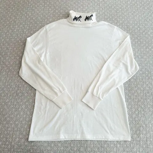 Augusta Sportswear Vintage Equestrian White Long Sleeve Turtleneck Shirt Horse M