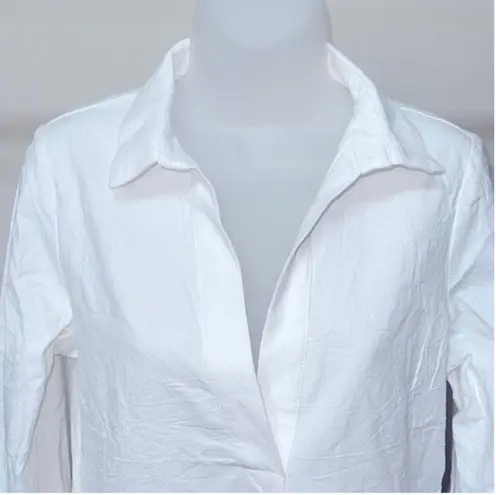 4th Reckless White Long Sleeve Collared V-Neck Side Tie Ruched Shirt Dress