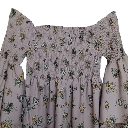 Lime Lush Floral Print Off the Shoulder Mini Dress Dusty Rose Size SMALL New