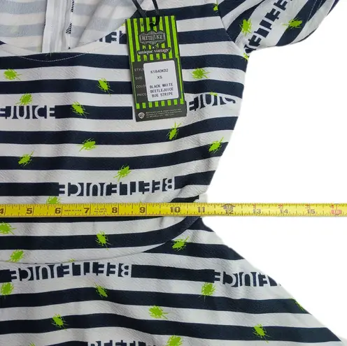 Unique Vintage BEETLEJUICE X FLARE DRESS BLACK & WHITEBUG STRIPED FLARE DRESS SIZE XS NEW NWT