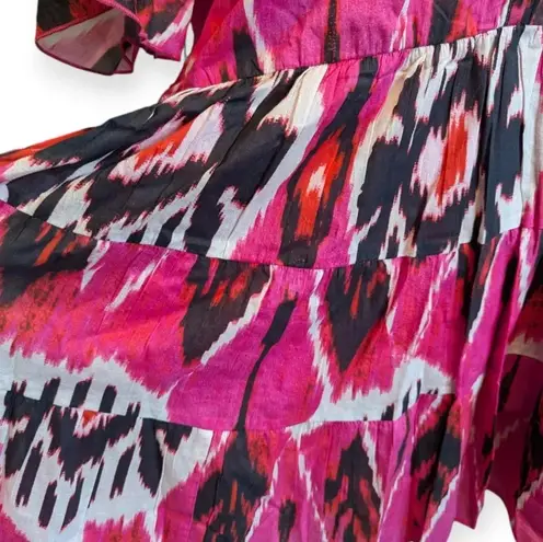 New Ro's Garden Short Dress Magenta Vibeka Cotton Vibrant Cocktail Dress White Size M