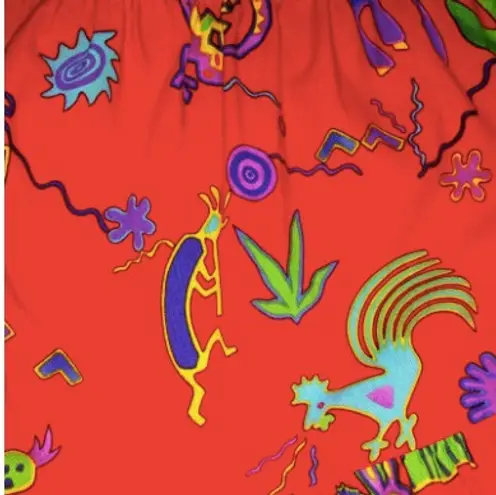 Vtg Aqua Teen Kokopelli Southwestern Peasant Skirt-Medium-Petroglyphs-Broomstick