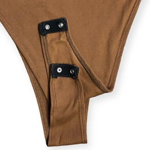 Women’s Brown Seamless Ultra High Leg Square Neck Bodysuit Size L