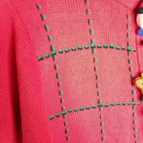 Vintage Lemon Grass Christmas Sweater Cardigan Size Small Red