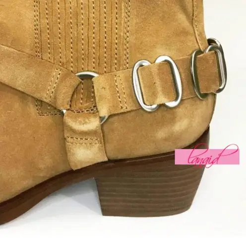 Sam Edelman Bellamie Harness Booties Camel Leather Suede Tan Edgy Ankle Boots 7