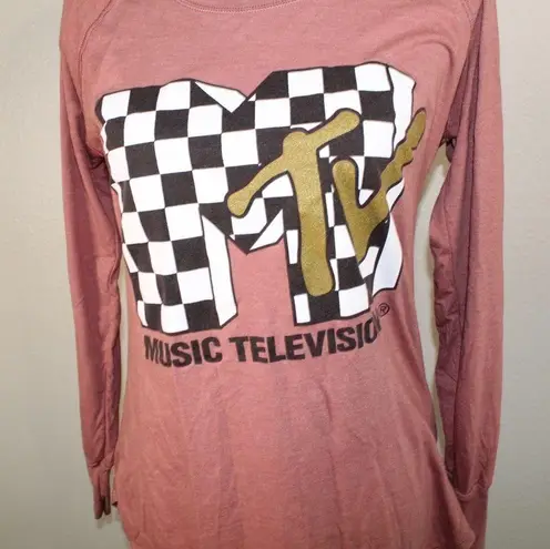 MTV Brand District Woman’s MTV Music Television Pink Long Sleeve Shirt - Size Medium