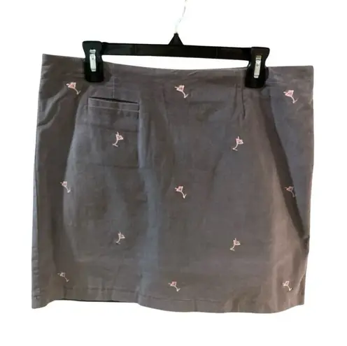 Golftini Vegas skirt with martini print gray corduroy Size 8