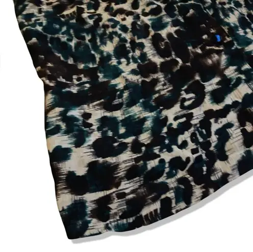 Women’s George Brand Green And Brown Leopard Print Button Down Blouse Size 1X Multiple