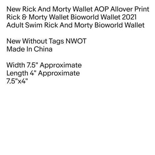 New Rick And Morty Wallet AOP Allover Print Rick & Morty Wallet Bioworld Wallet Multiple