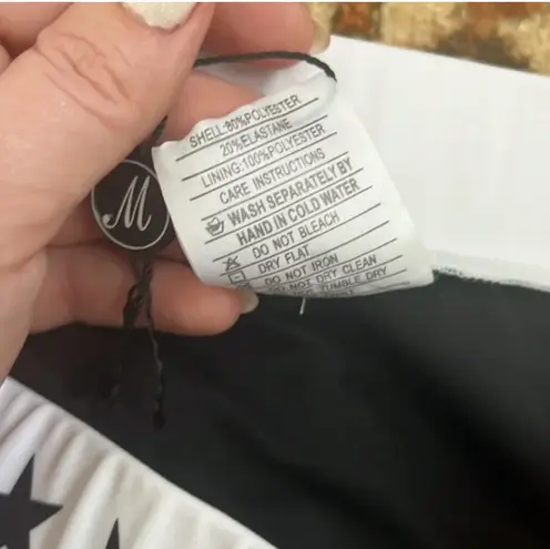 Motel Rocks Black White Star High Rise Bikini Bottom M