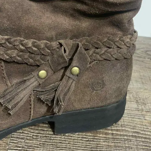 Born Ouvea Slight Slouch Distressed Brown Leather Ankle Booties Size 8