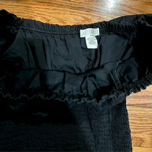 Planet Gold 100% BLACK Cotton Poplin Off-Shoulder Smock Top XL