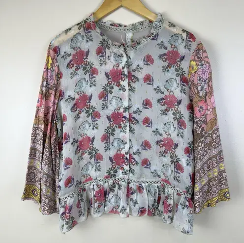 Aratta Silent Journey Blouse Boho Romantic Size S Approx Ruffle Flared Sleeves Pink