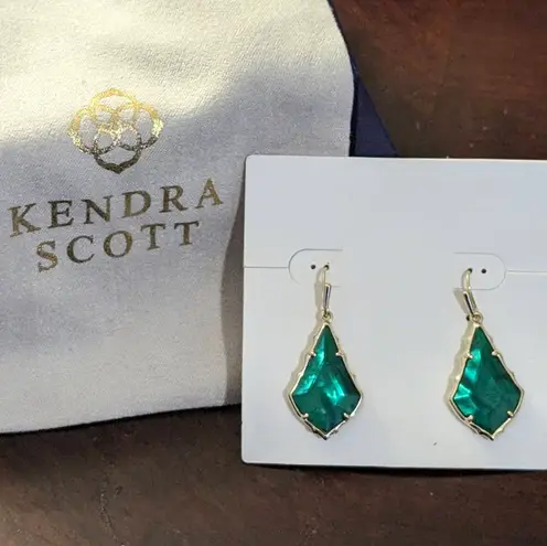 Kendra Scott Faceted Alex Gold Drop Earrings in Emerald Illusion