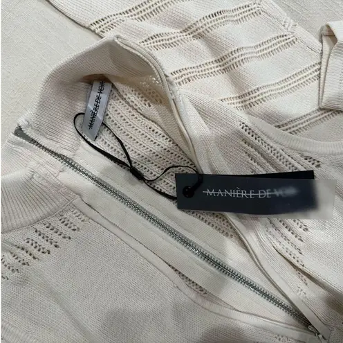 Maniere De Voir NWT white cream knitted contour jumpsuit with sleeves