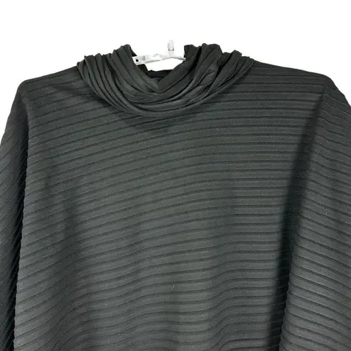 Moda Le  Women's Black Pleated Cowl Neck Poncho Size One Size