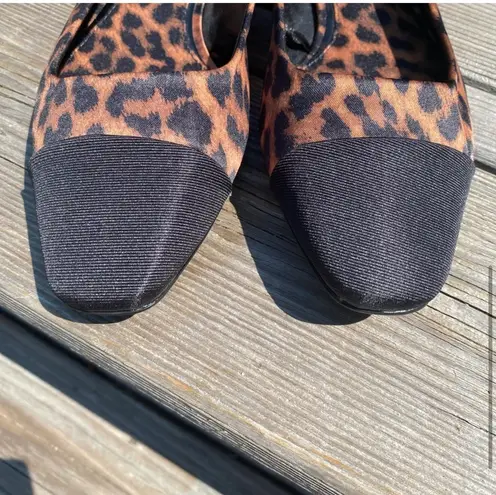 ZARA Leopard print with black cap toe slip on flats 6.5