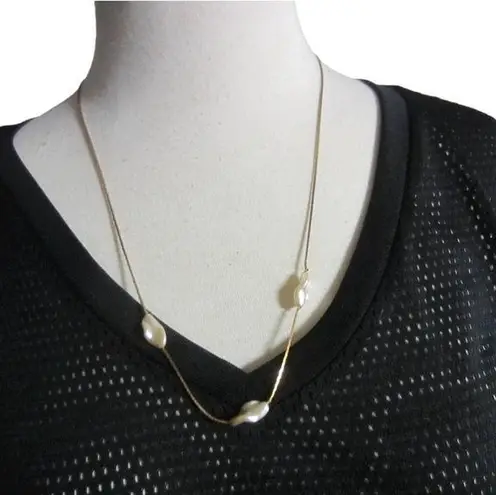 Gold Tone Snake Chain With Three Shells Necklace