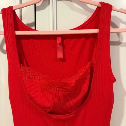 SKIMS BNWOT Soft Lounge Lace Long Maxi Dress with Bralette Cherry XL