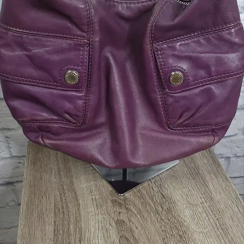 Michael Kors Leather Plum Vintage Shoulder Bag Purple