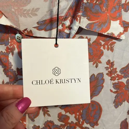 Chloé NWT Chloe Kristyn Erin Coral and White Belted Blouse
